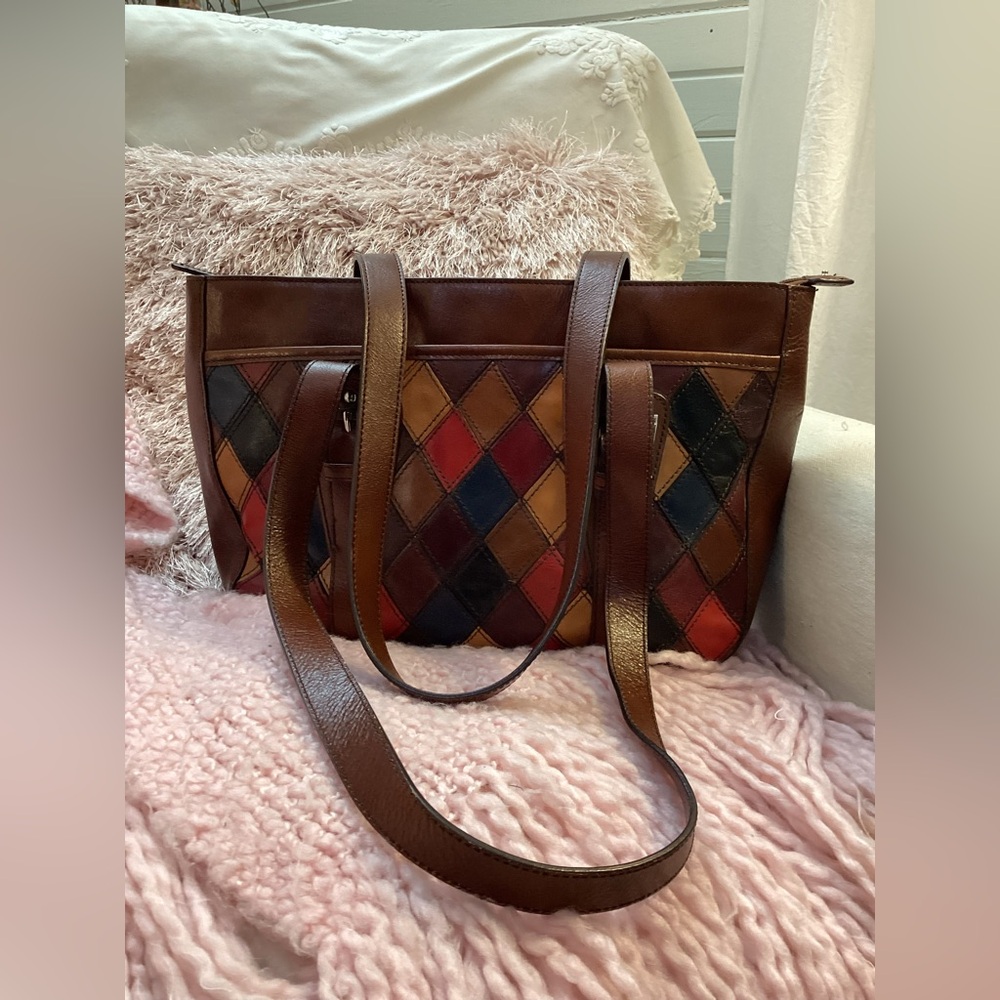Etienne Aigner  Patchwork Leather Shoulder Bag
